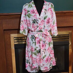 Show Me Your MuMu Pink White Floral Robe Size O/S